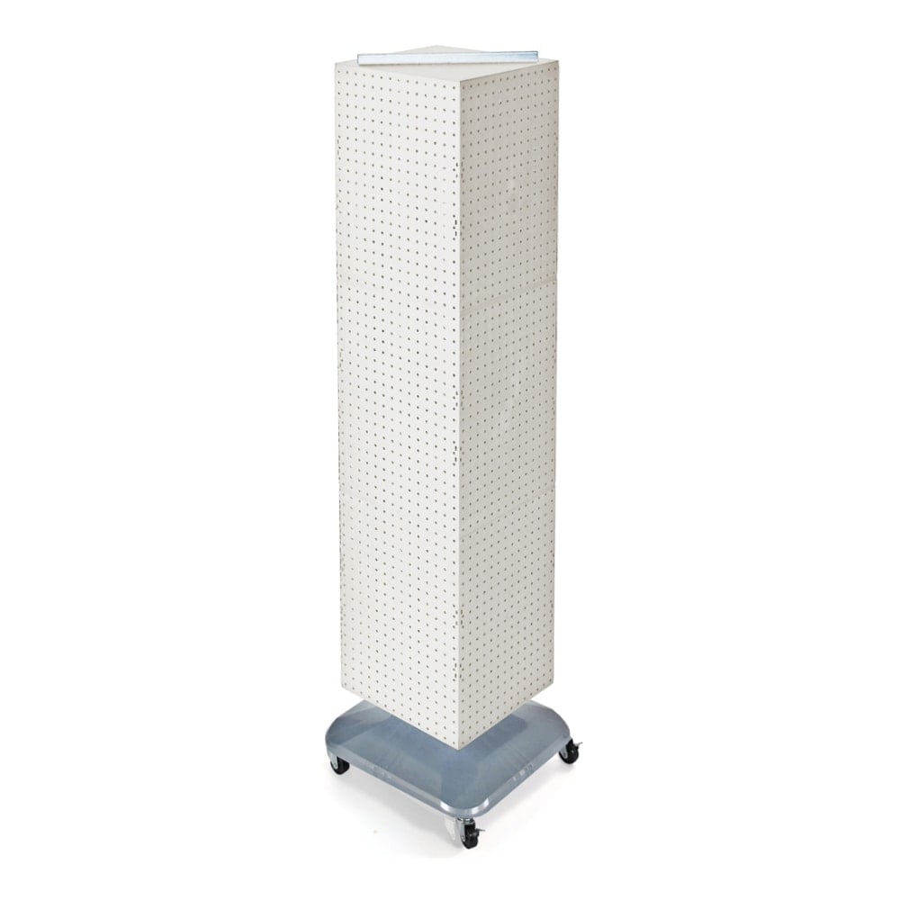 Azar Displays 4-Sided Pegboard Tower Floor Display With Wheels, 68in x 18in, White/Silver MPN:701465-WHT