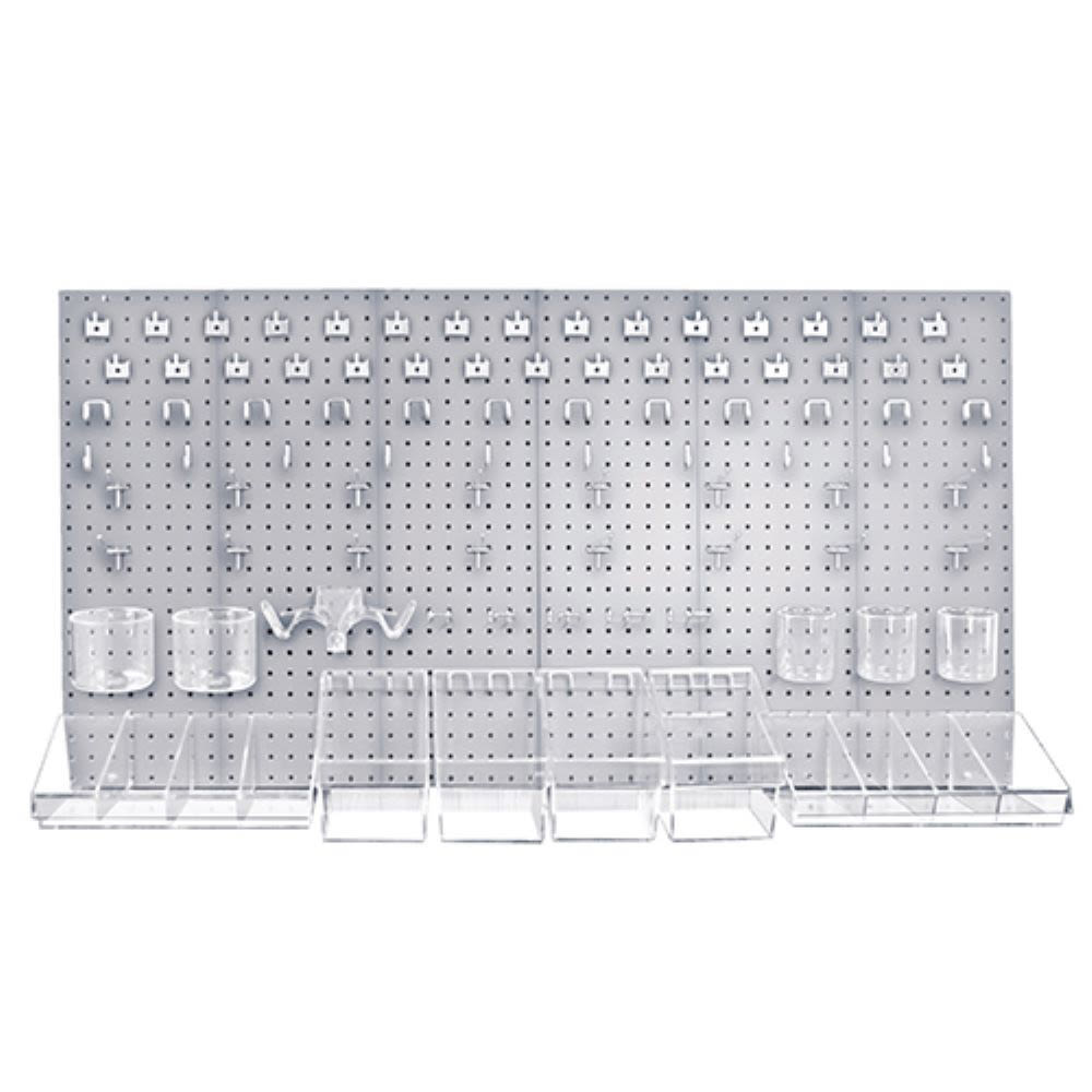 Azar Displays 125-Piece Pegboard Organizer Kit, 24in x 48in, Clear MPN:900988-CLR