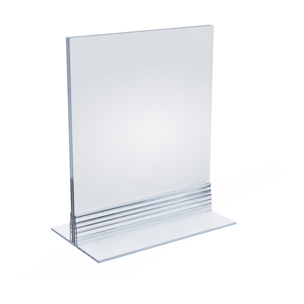 Azar Displays Acrylic T-Strip Vertical/Horizontal Sign Holders, 7in x 5in, Clear, Pack Of 10 Sign Holders MPN:102722