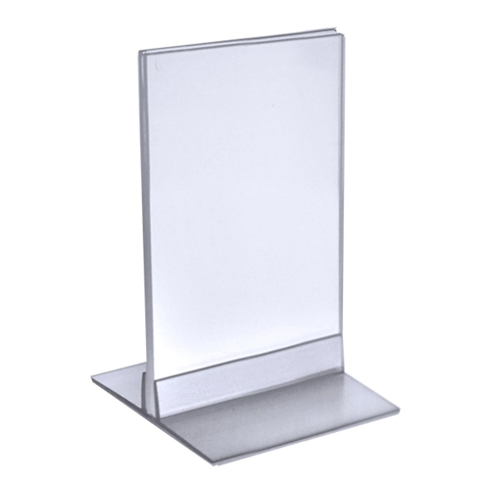 Azar Displays Acrylic T-Strip Vertical/Horizontal Sign Holders, 4inW x 6inH, Clear, Pack Of 10 Sign Holders MPN:102726