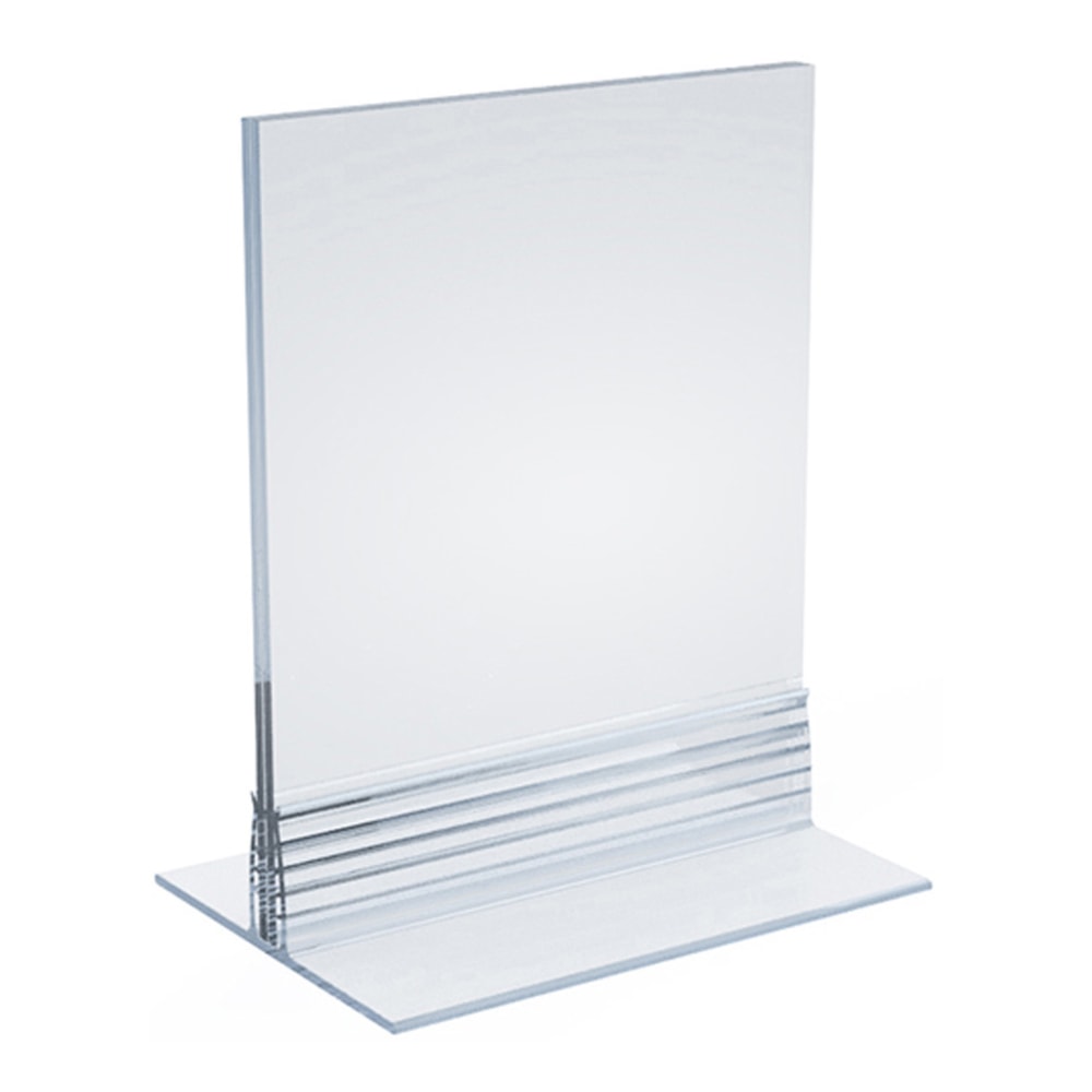Azar Displays Acrylic T-Strip Vertical/Horizontal Sign Holders, 4inL x 5inH, Clear, Pack Of 10 Sign Holders MPN:102729