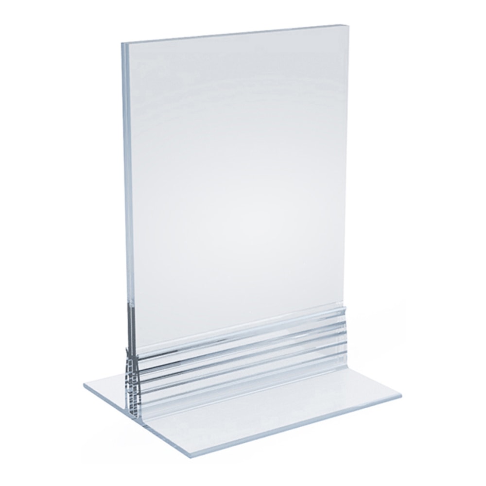 Azar Displays Acrylic T-Strip Vertical/Horizontal Sign Holders, 3-1/2in x 5in, Clear, Pack Of 10 Sign Holders MPN:102731