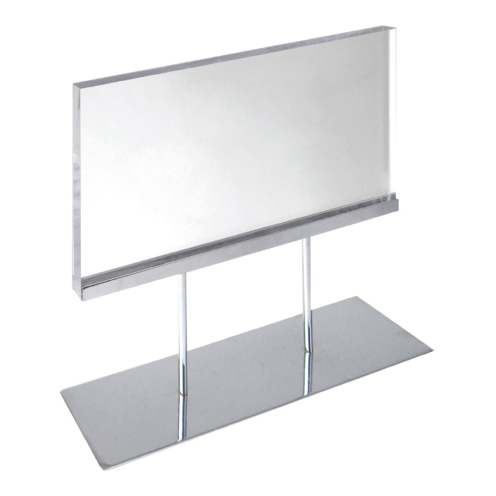 Azar Displays Elite Series Acrylic Horizontal Block Countertop Sign Holder, 11inH x 17inW, Chrome MPN:104566