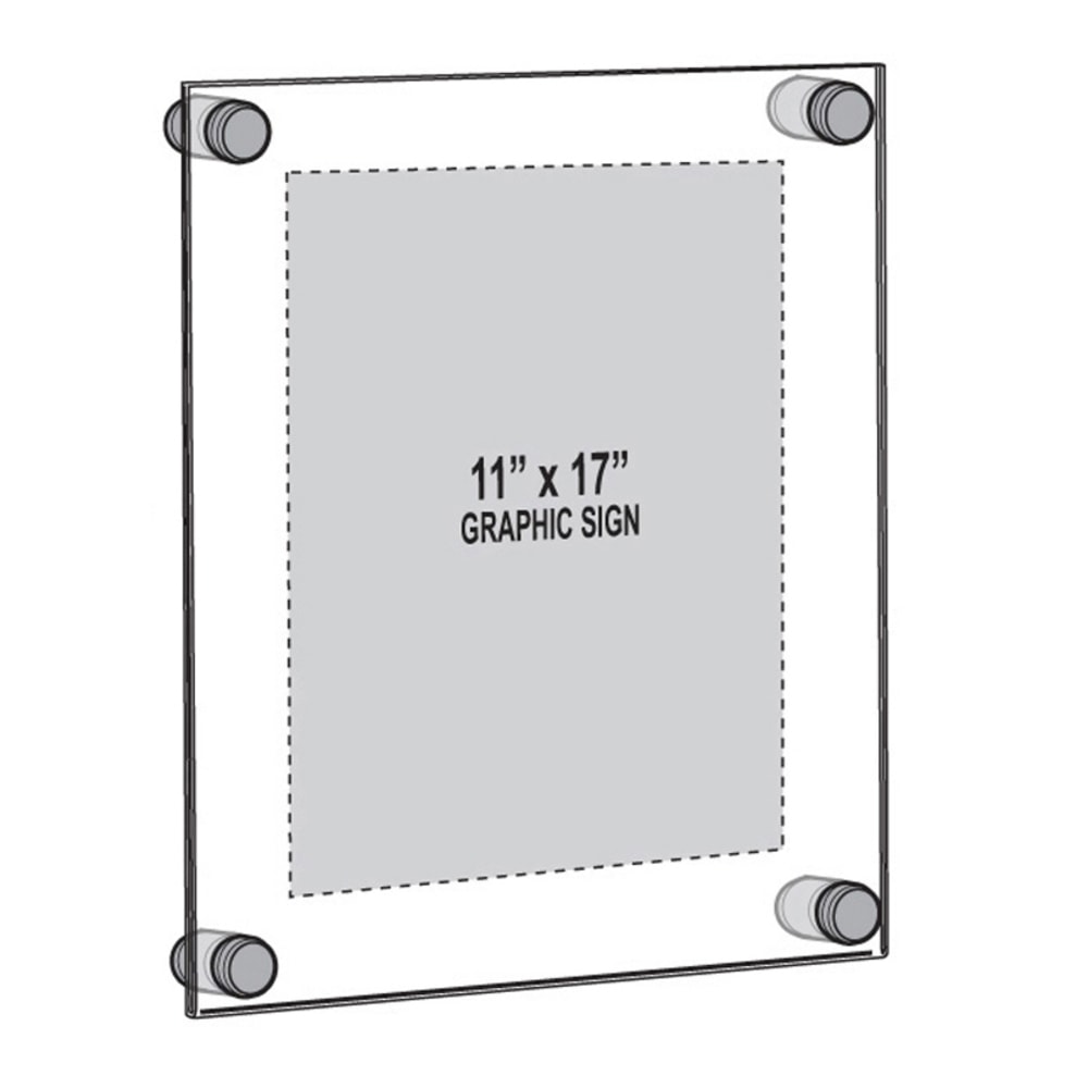 Azar Displays Acrylic Standoff Sign Holder, Ledger Size, 15in x 21in, Clear MPN:105508