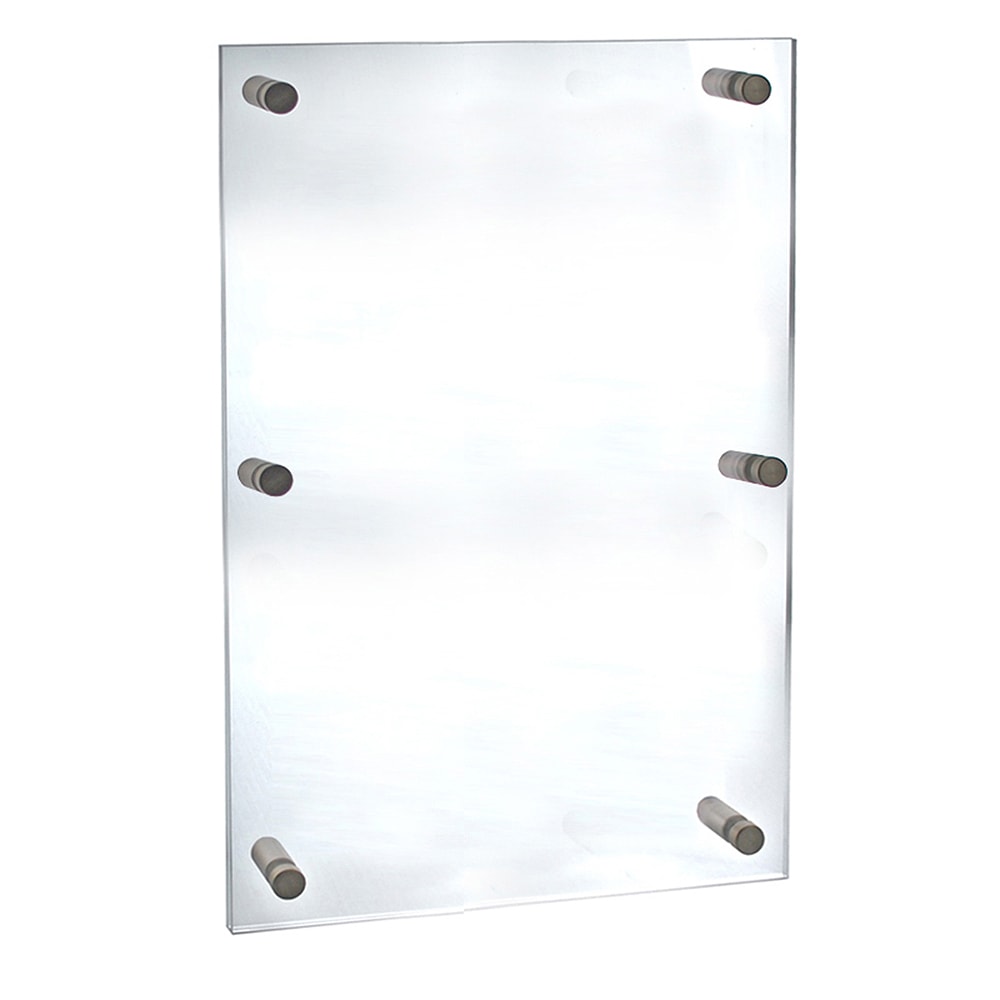 Azar Displays Graphic-Size Acrylic Vertical/Horizontal Standoff Sign Holder, 24in x 36in, Clear MPN:105536