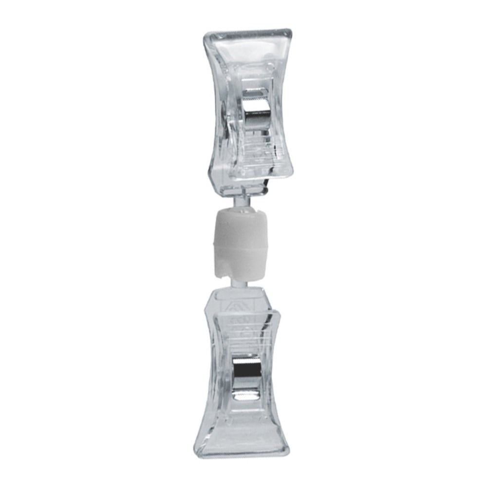 Azar Displays Double Clip-On Sign Holders, 3-1/2in x 3/4in, Clear, Pack Of 10 Holders MPN:107607