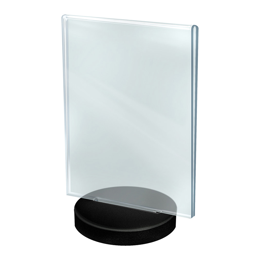 Azar Displays Acrylic Frames On Round Bases, Vertical, 8 1/2in x 11in, Clear/Black, Pack Of 10 MPN:108714
