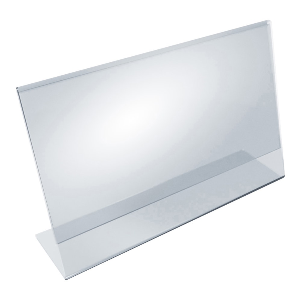Azar Displays Acrylic Horizontal L-Shaped Sign Holders, 8-1/2inH x 14inW x 3inD, Clear, Pack Of 10 Holders MPN:112707