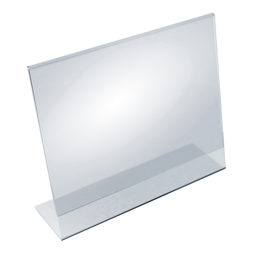 Azar Displays Acrylic Horizontal L-Shaped Sign Holders, 11inH x 14inW x 3inD, Clear, Pack Of 10 Holders MPN:112711