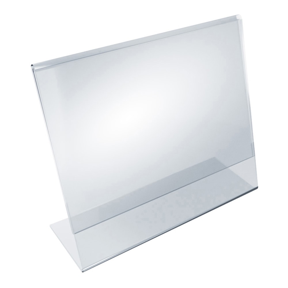Azar Displays Acrylic Horizontal L-Shaped Sign Holders, 8inH x 10inW x 3inD, Clear, Pack Of 10 Holders MPN:112719