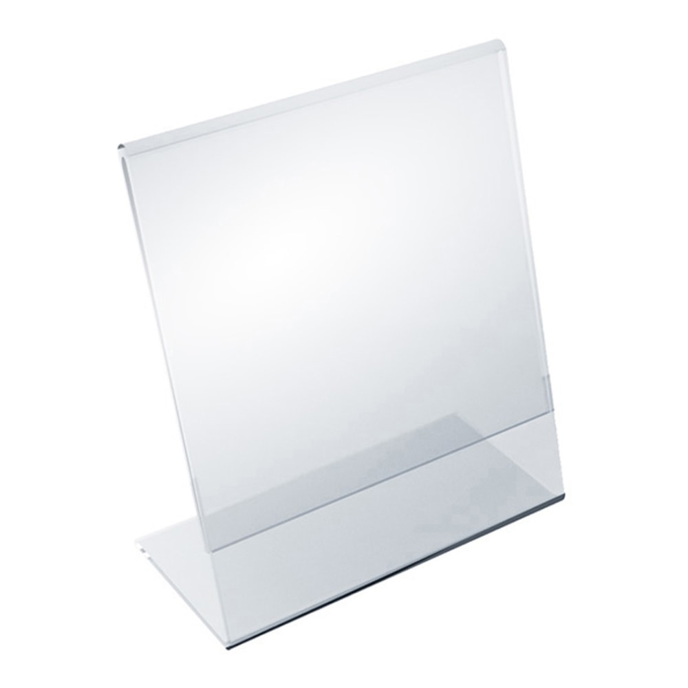Azar Displays Acrylic Vertical L-Shaped Sign Holders, 6inH x 5inW x 3inD, Clear, Pack Of 10 Holders MPN:112724
