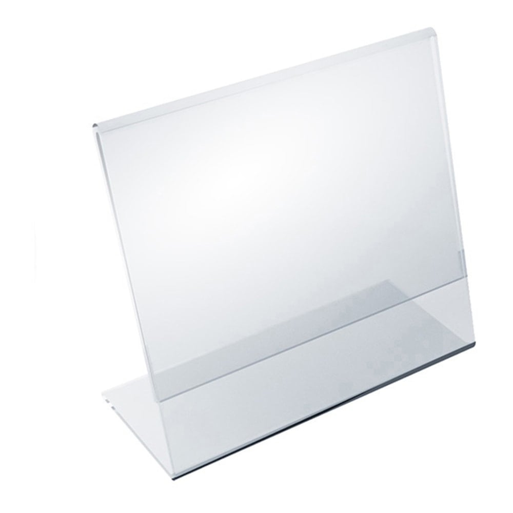 Azar Displays Acrylic Horizontal L-Shaped Sign Holders, 5inH x 6inW x 3inD, Clear, Pack Of 10 Holders MPN:112725