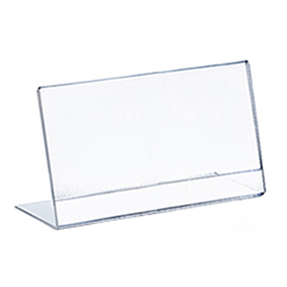 Azar Displays L-Shaped Acrylic Sign Holders, 3-1/2in x 5in, Clear, Pack Of 10 Holders MPN:112732