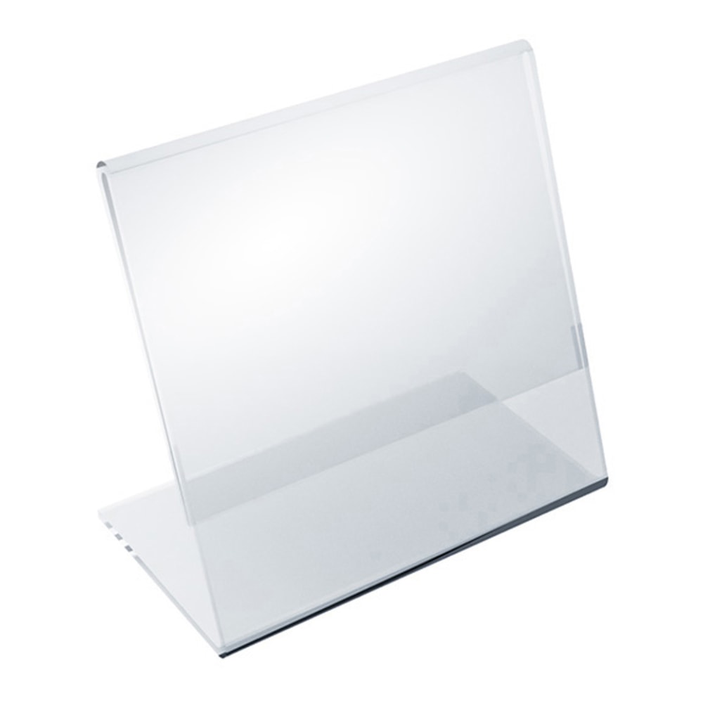 Azar Displays Acrylic Horizontal/Vertical L-Shaped Sign Holders, 4-1/2inH x 4-1/2inW x 3inD, Clear, Pack Of 10 Holders MPN:112733