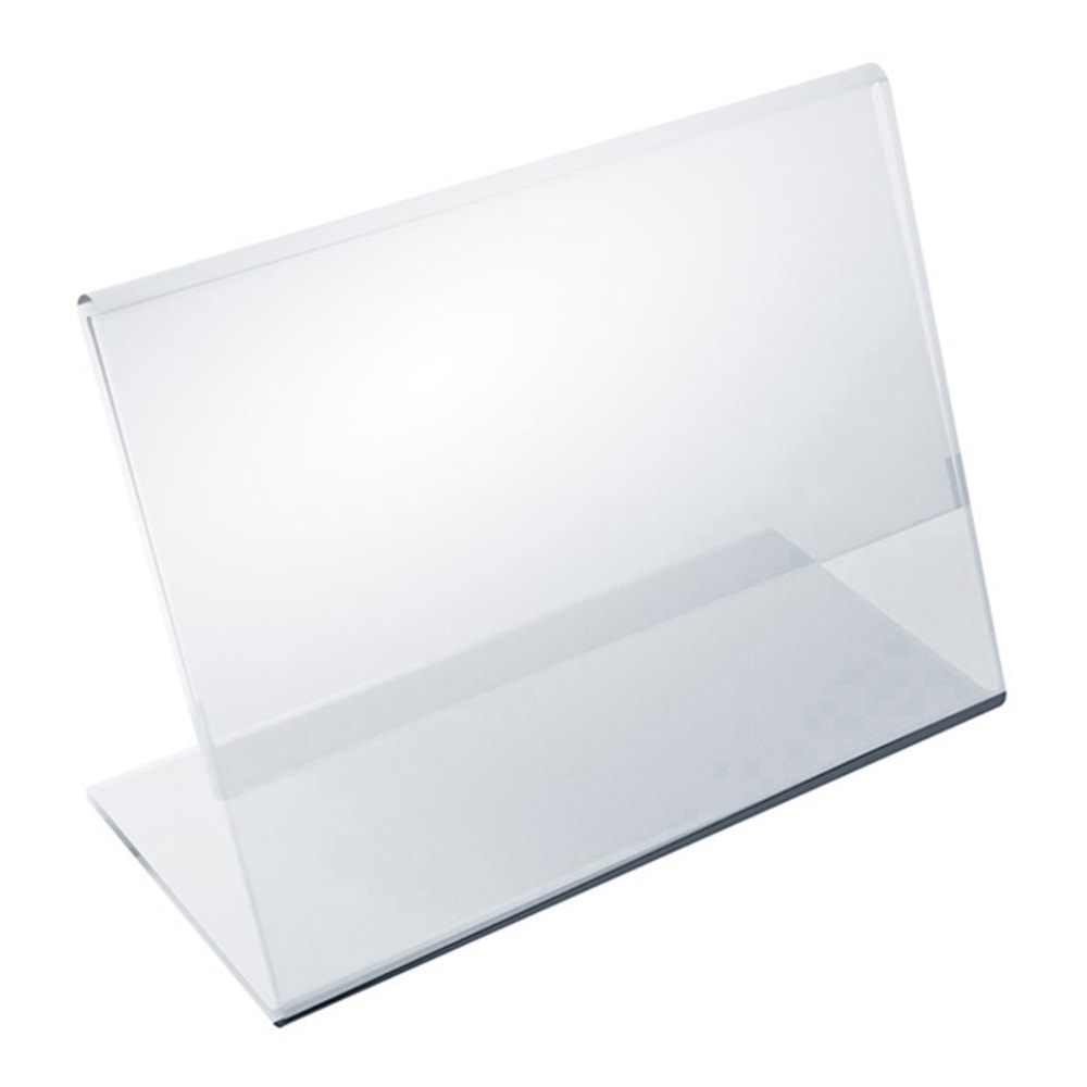 Azar Displays Acrylic Horizontal L-Shaped Sign Holders, 3inH x 4inW x 3inD, Clear, Pack Of 10 Holders MPN:112737