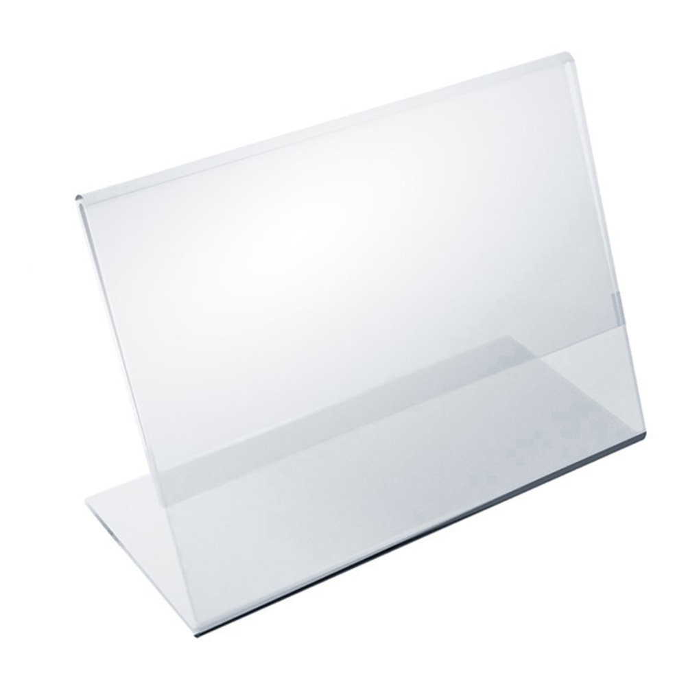 Azar Displays Acrylic Horizontal L-Shaped Sign Holders, 3-1/2inH x 5-1/2inW x 3inD, Clear, Pack Of 10 Holders MPN:112759