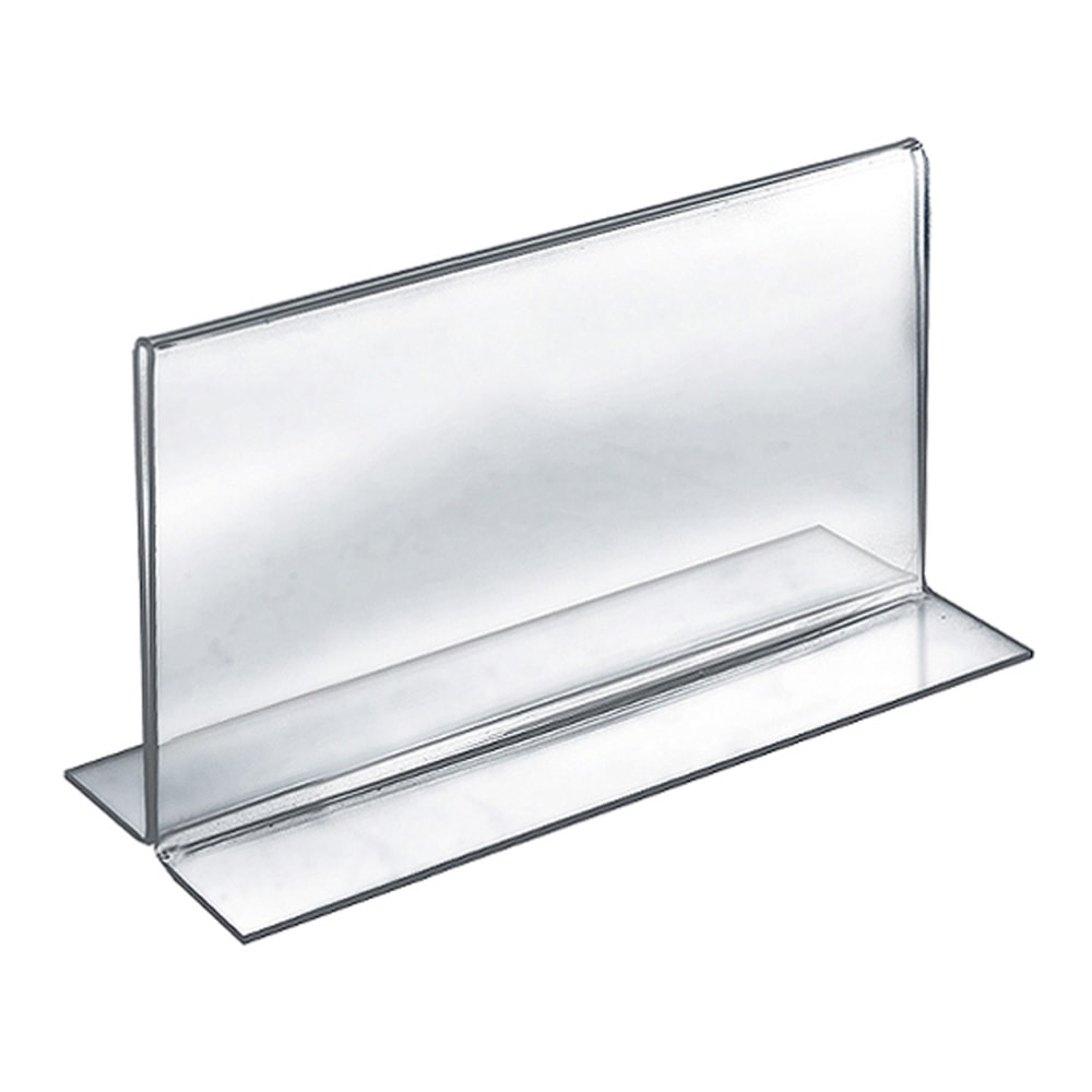 Azar Displays Acrylic Horizontal Double-Foot Sign Holders, 7inH x 11inW x 3inD, Clear, Pack Of 10 Holders MPN:152717