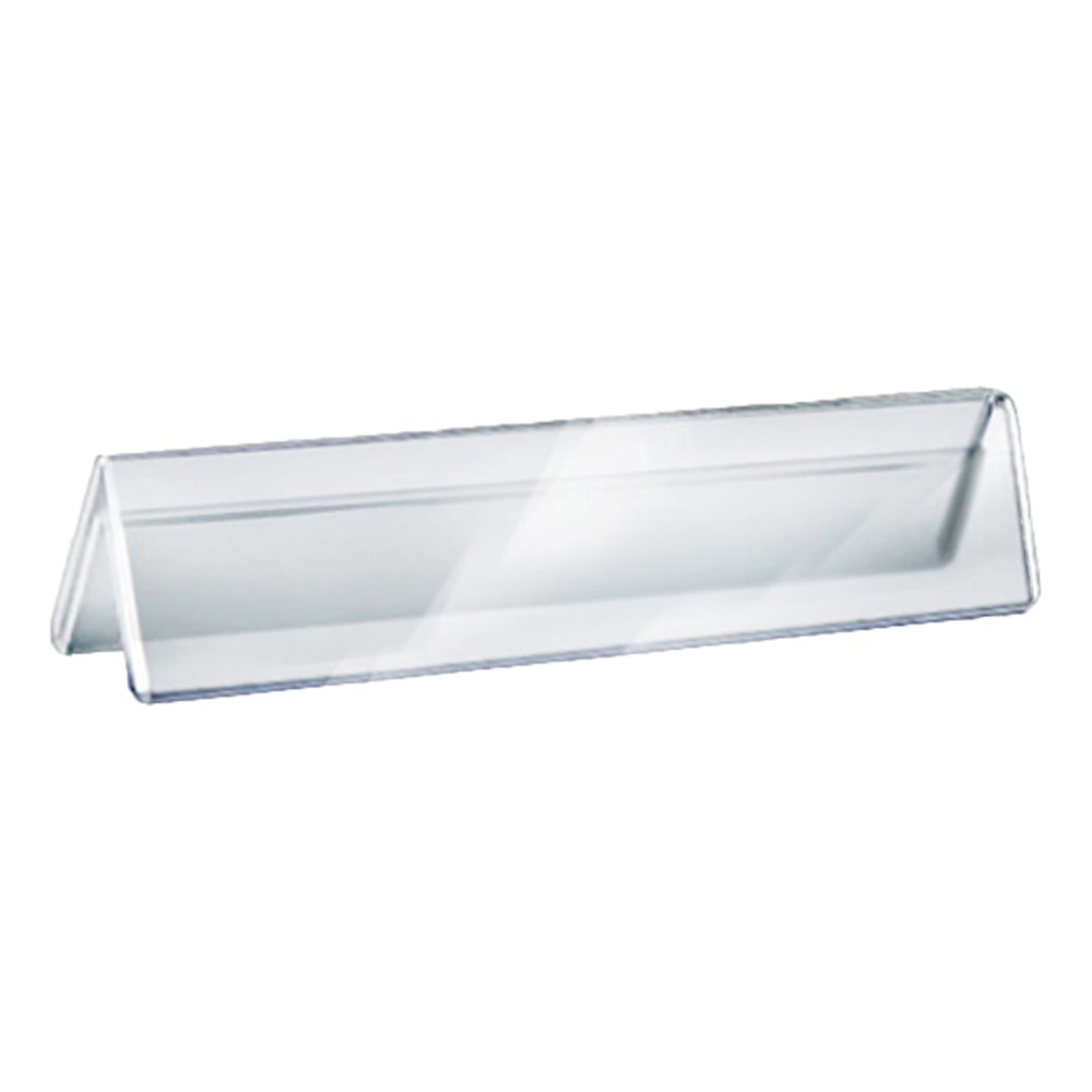 Azar Displays Acrylic Horizontal 2-Sided Nameplates, 2inH x 8-1/2inW x 3inD, Clear, Pack Of 10 Nameplates MPN:192802