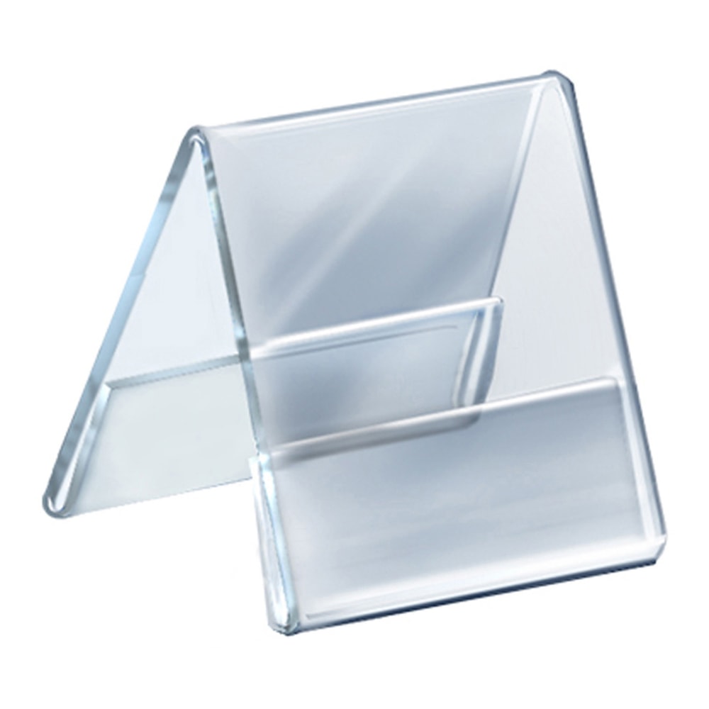 Azar Displays Acrylic Horizontal 2-Sided Nameplates, 5-1/2inH x 4-1/4inW x 3inD, Clear, Pack Of 10 Nameplates MPN:192813