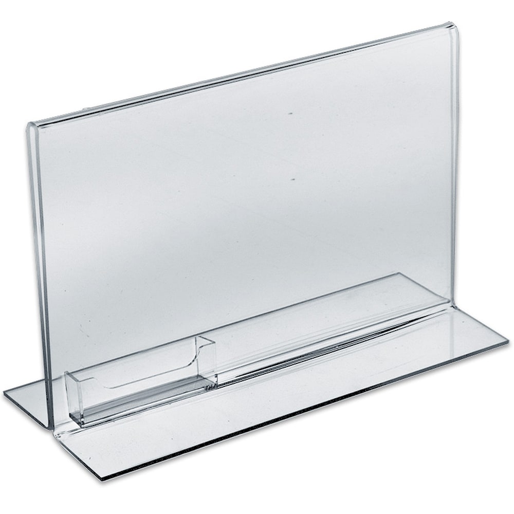 Azar Displays Double-Foot Acrylic Sign Holders With Attached Business Card Pockets, 8 1/2in x 11in, Clear, Pack Of 10 MPN:252042