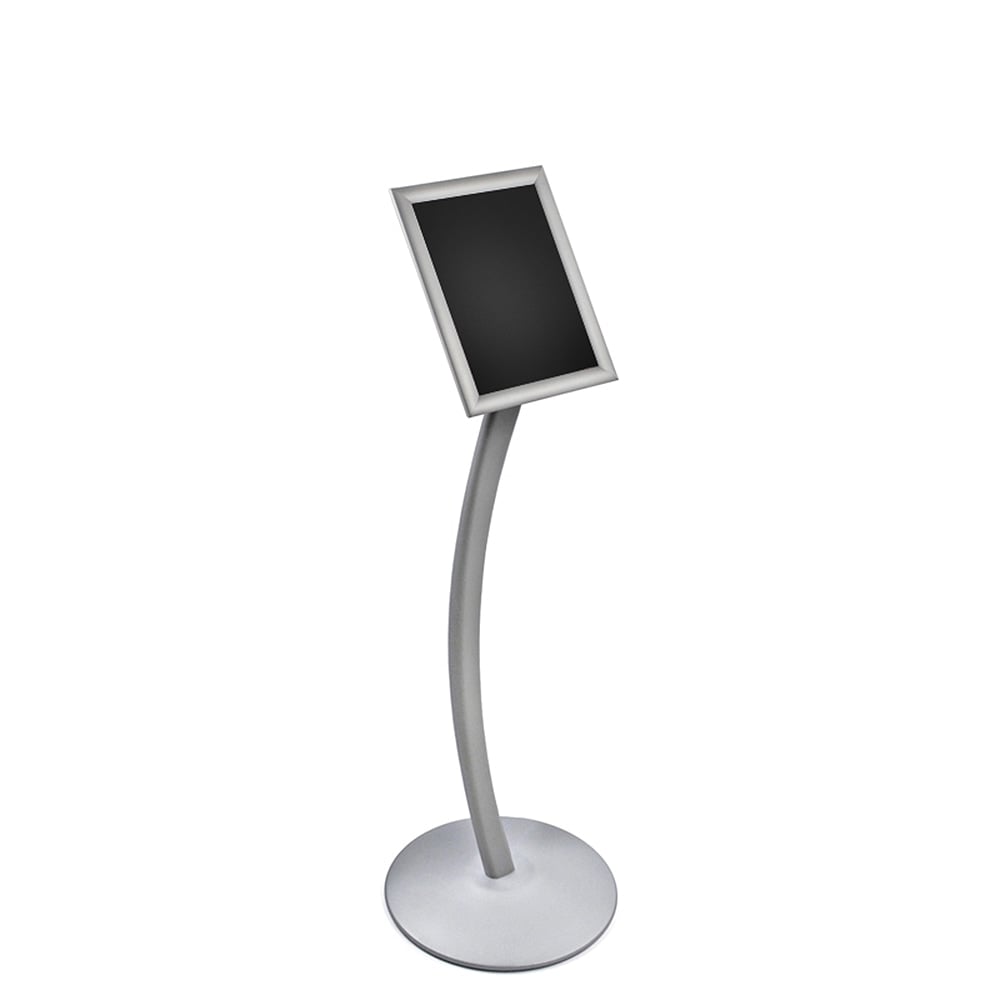 Azar Displays Snap-Frame Steel Vertical/Horizontal Sign Holder, Curved Metal Stand, 11in x 8 1/2in, Silver MPN:300235-SLV