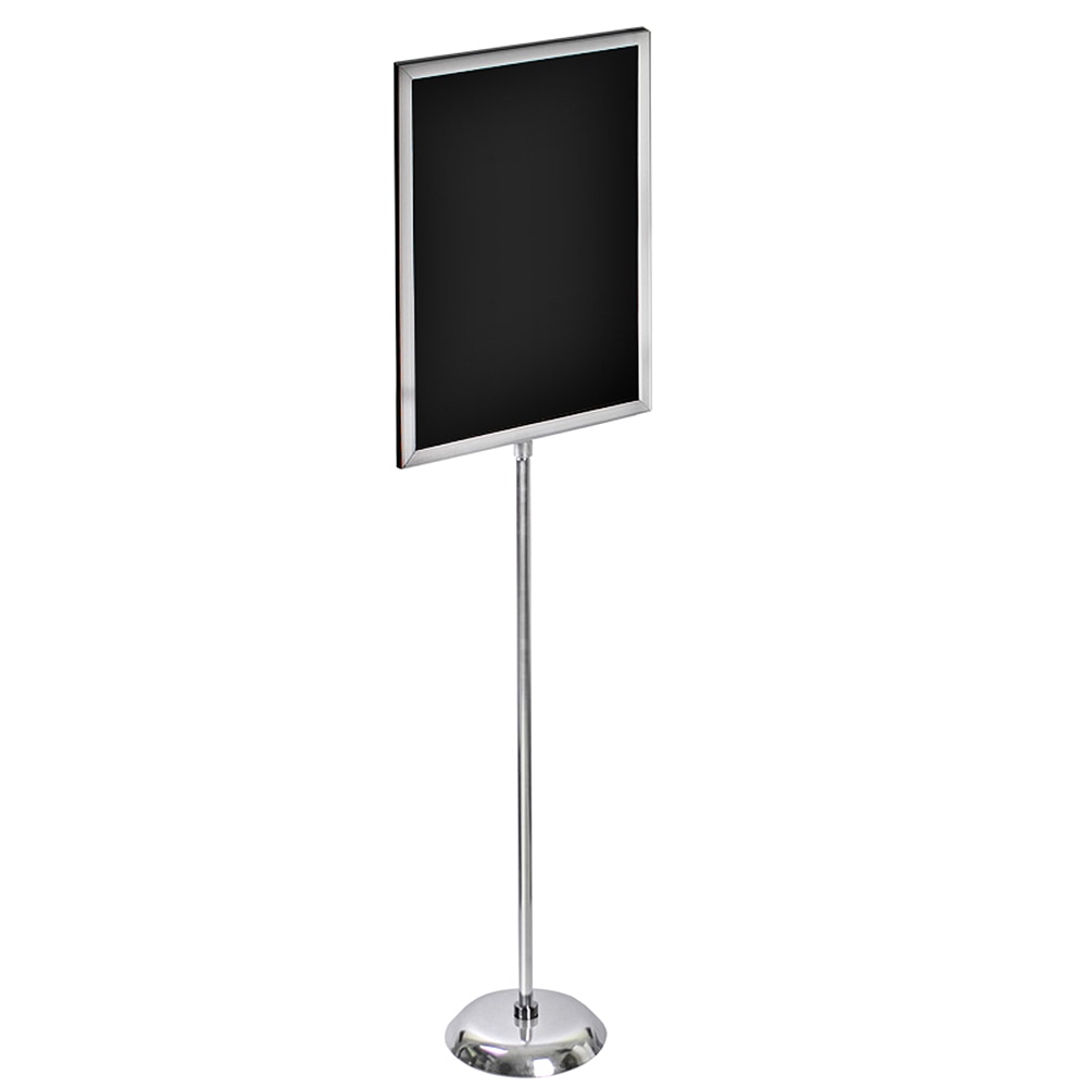 Azar Displays 2-Sided Slide-In Frame Sign Holder With Metal Pedestal Stand, 24in x 18in, Silver MPN:300288