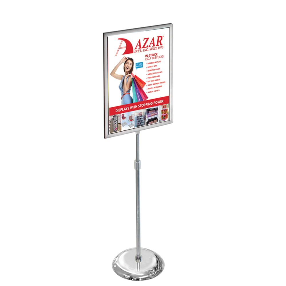 Azar Displays Metal Vertical 2-Sided Slide-In Floor Stand, 43-1/2inH x 15inW x 15inD, Clear MPN:300289