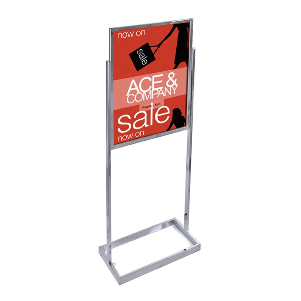 Azar Displays Metal Vertical Panel Poster Stand, 59inH x 23-3/4inW x 15inD, Chrome MPN:300701