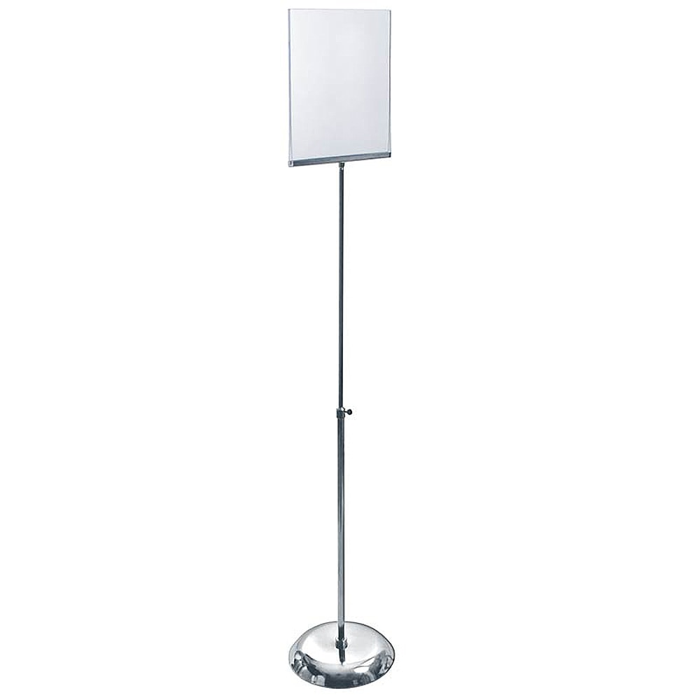 Azar Displays Acrylic Vertical Sign Holder With Metal Pedestal Stand, 11in x 8 1/2in, Clear MPN:300840