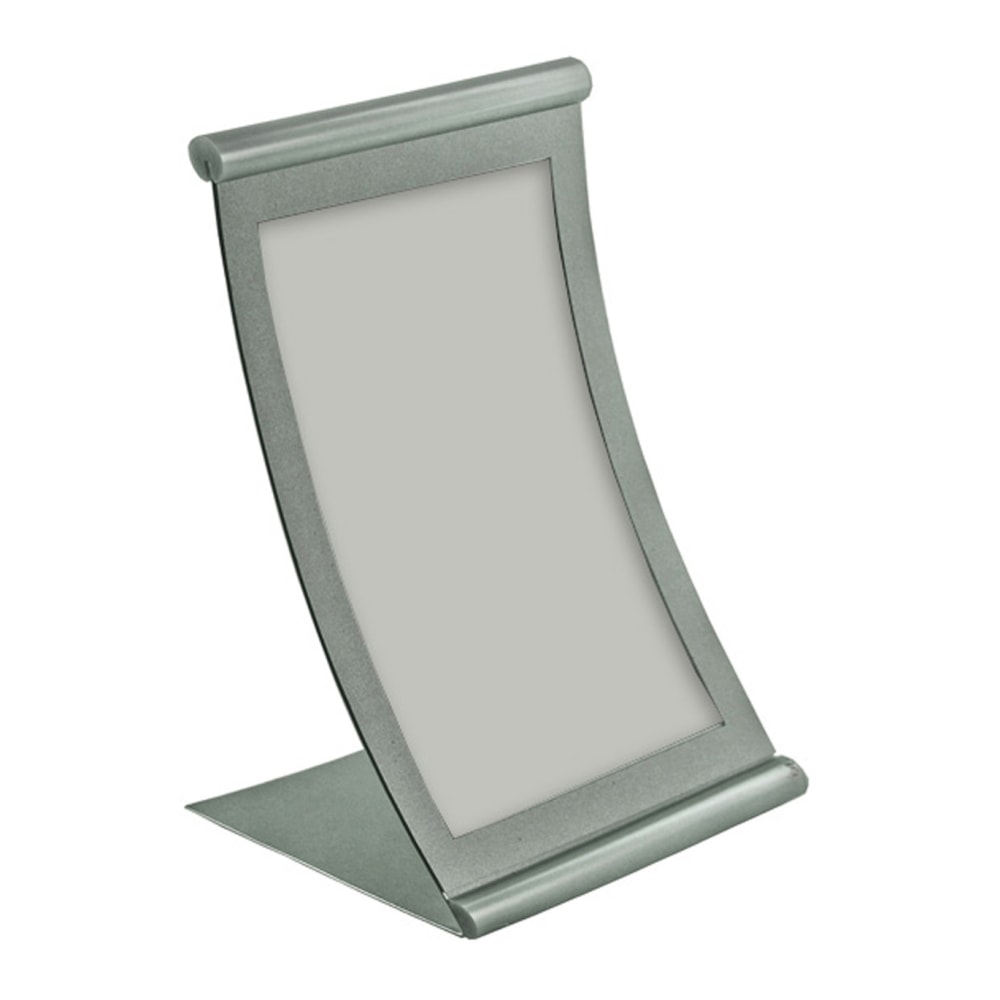 Azar Displays Metal Vertical Curved Sign Holder, 8-1/2inH x 5-1/2inW x 3inD, Silver MPN:300881