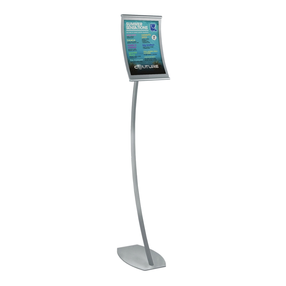 Azar Displays Curved Metal Floor Stand, Letter Size, 52inH, Silver MPN:300886