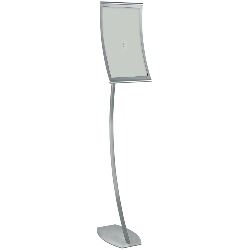 Azar Displays Curved Steel-Frame Floor Stand Sign Holder, 17in x 11in, Silver MPN:300888