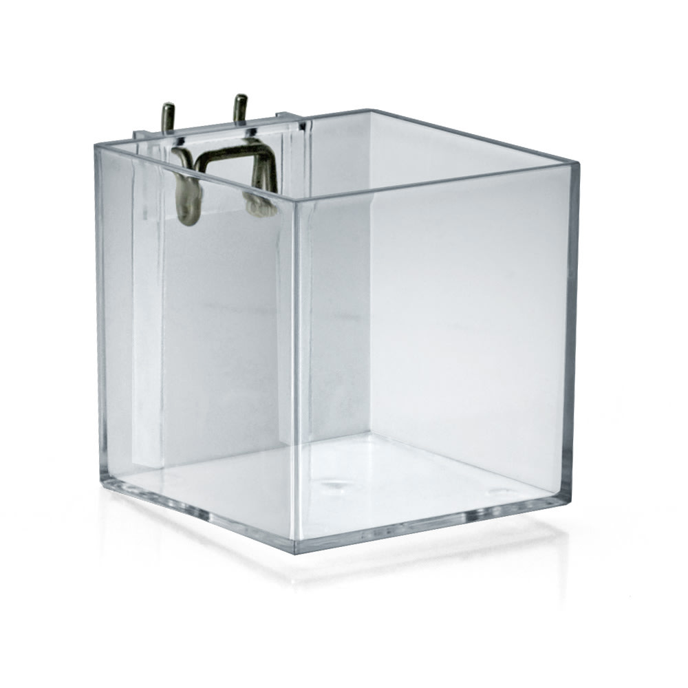 Azar Displays Cube Bins For Pegboard/Slatwall, Metal U-Hook, Small Size, Clear, Pack Of 4 MPN:256105