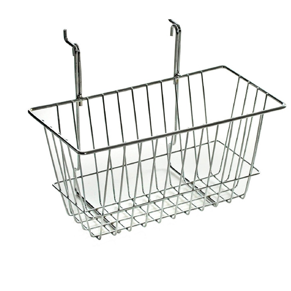 Azar Displays Chrome Wire Baskets, Small Size, 6 1/4in x 12in x 6in, Silver, Pack Of 2 MPN:300620