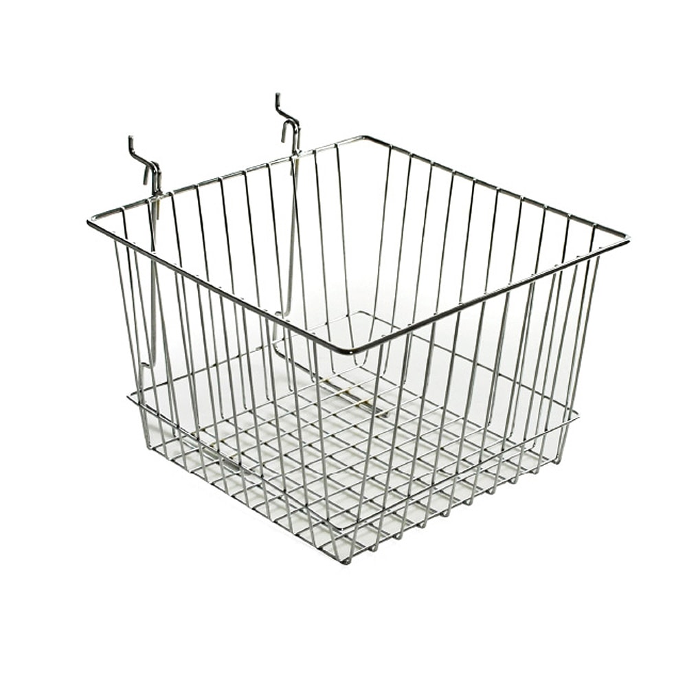 Azar Displays Chrome Wire Baskets, Small Size, 4 1/4in x 12in x 12in, Silver, Pack Of 2 MPN:300621