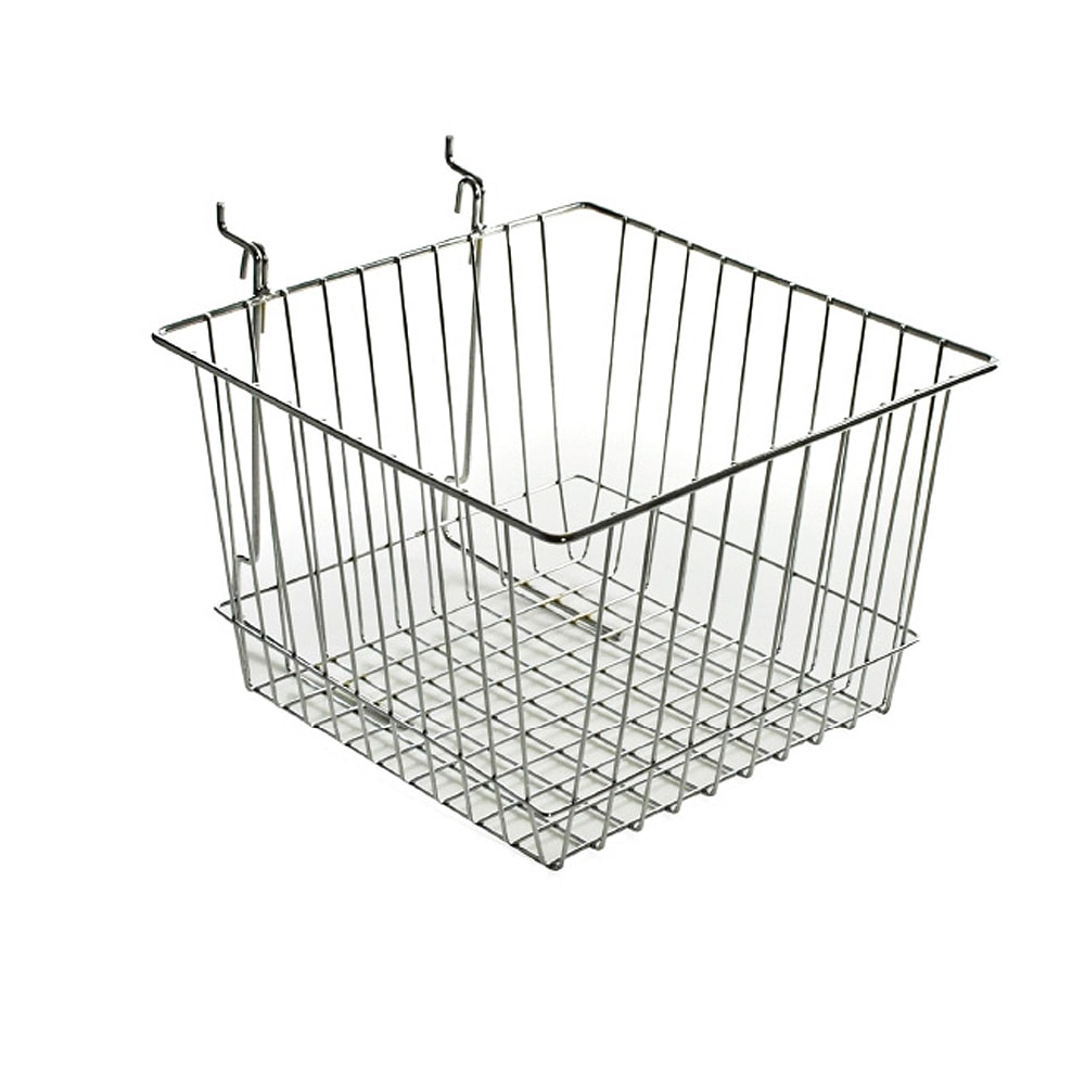 Azar Displays Chrome Wire Baskets, Medium Size, 8in x 12in x 12in, Silver, Pack Of 2 MPN:300622