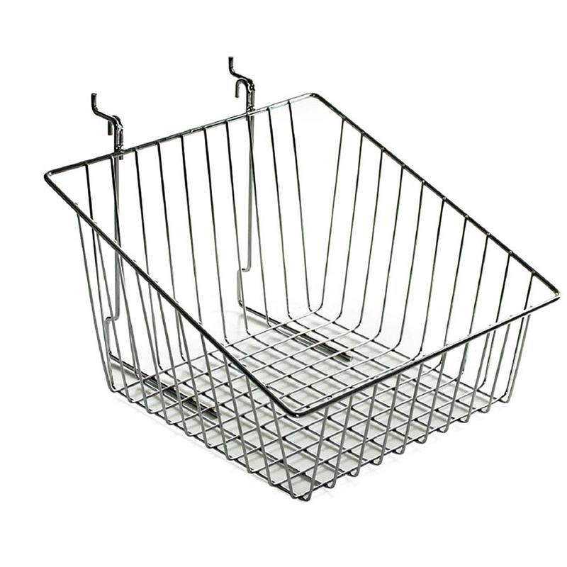 Azar Displays Chrome Wire Baskets, Medium Size, Sloped, 8in x 12in x 12 1/2in, Silver, Pack Of 2 MPN:300623
