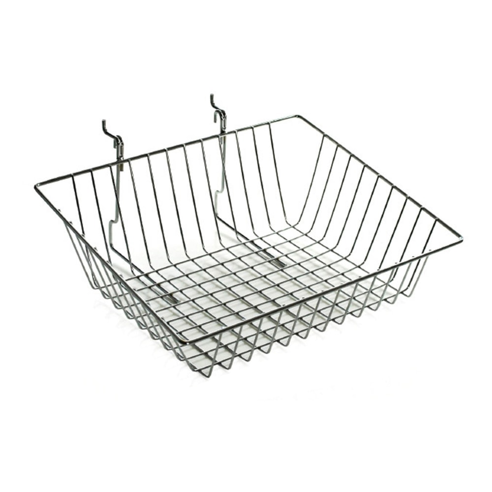 Azar Displays Chrome Wire Baskets, Small Size, Sloped, 5in x 15inW x 12 1/4in, Silver, Pack Of 2 MPN:300624