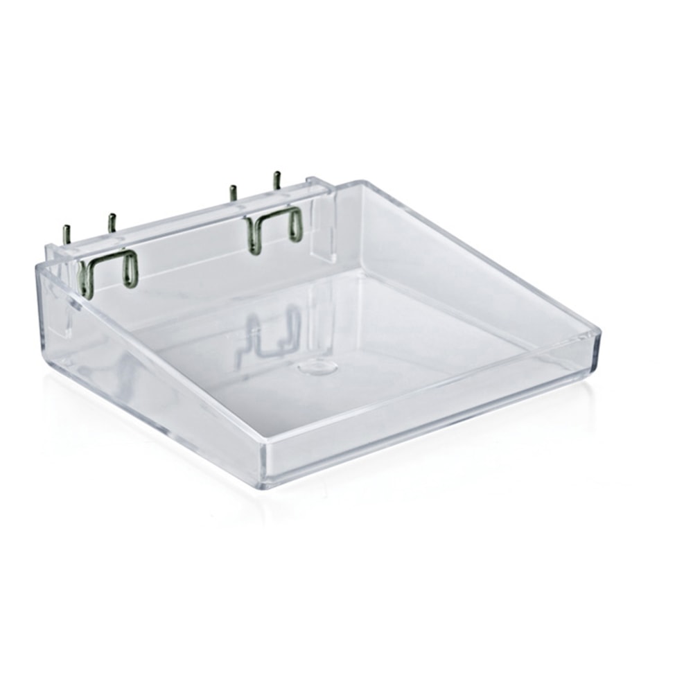 Azar Displays Open Trays For Pegboard/Slatwall, Metal U-Hooks, Small Size, 2in x 8in x 7in, Clear, Pack Of 2 MPN:556088