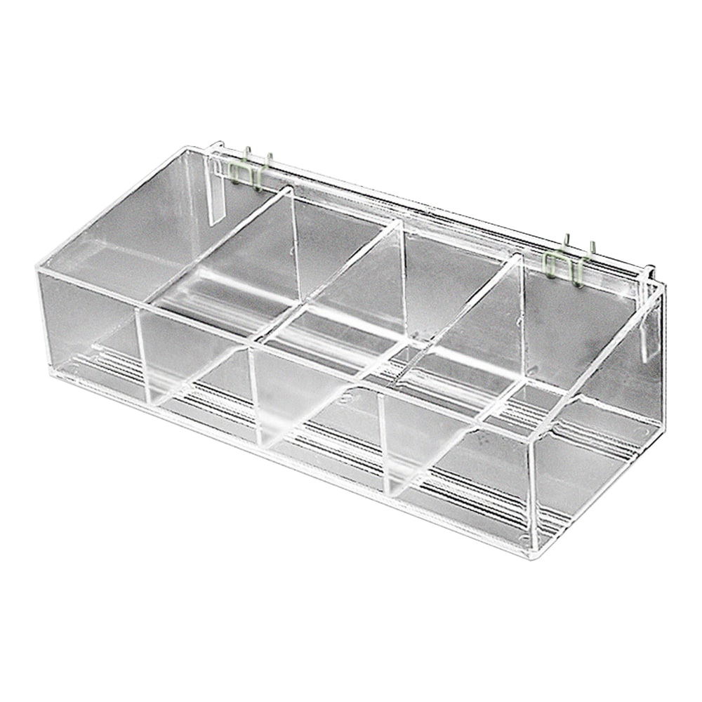 Azar Displays Adjustable Divider Bin For Pegboard/Slatwall, Metal U-Hooks, Small Size, 4in x 16in x 7in, Clear MPN:556116