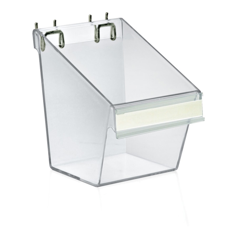 Azar Displays Bucket Displays For Pegboard/Slatwall, Metal U-Hooks, Medium Size, 7in x 5in x 6in, Clear, Pack Of 4 MPN:556127