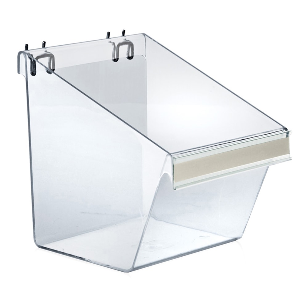 Azar Displays Bucket Displays For Pegboard/Slatwall, C-Channel And Metal U-Hooks, Medium Size, 9in x 8in x 6in, Clear, Pack Of 4 MPN:556128