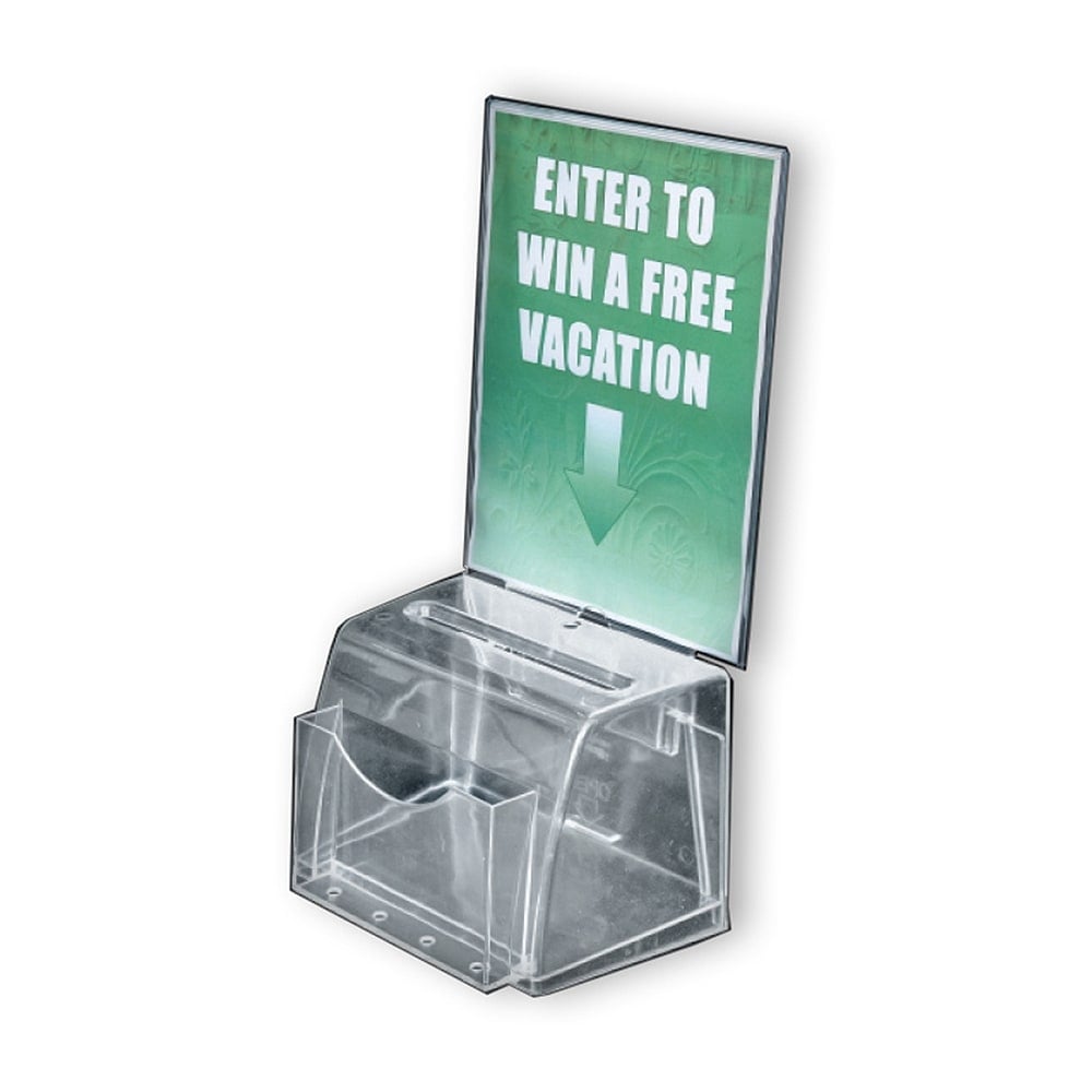Azar Displays Plastic Suggestion Box, Molded, Medium, 6inH x 7 3/4inW x 5 1/2inD, Clear MPN:206007