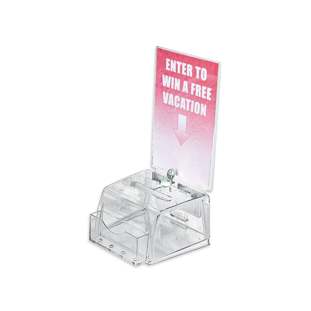 Azar Displays Plastic Suggestion Box, With Lock, Molded, Small, 3 1/2inH x 5 1/2inW x 5inD, Clear MPN:206008