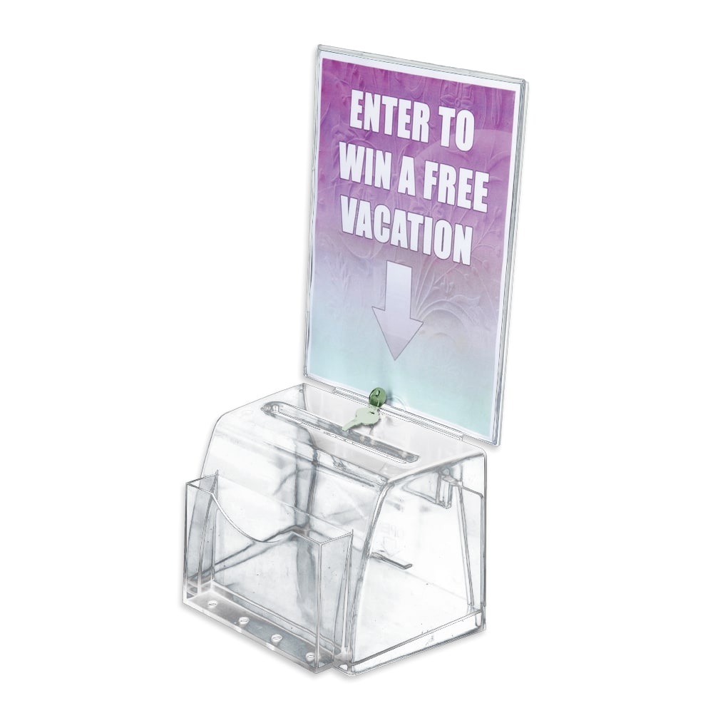 Azar Displays Plastic Suggestion Box, With Lock, Molded, Medium, 6inH x 7 3/4inW x 5 1/2inD, Clear MPN:206009