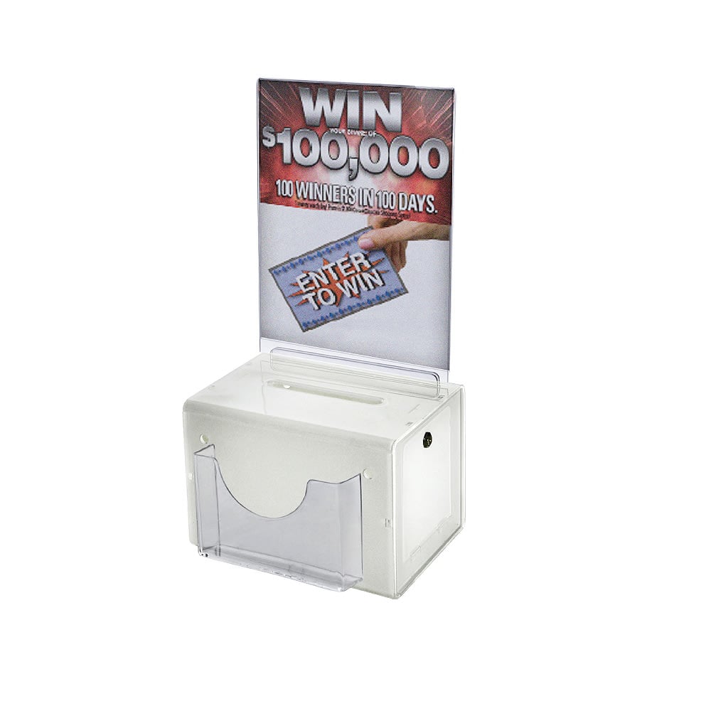 Azar Displays Plastic Suggestion Box, With Lock, Large, 6 1/4inH x 9inW x 6 1/4inD, White MPN:206387