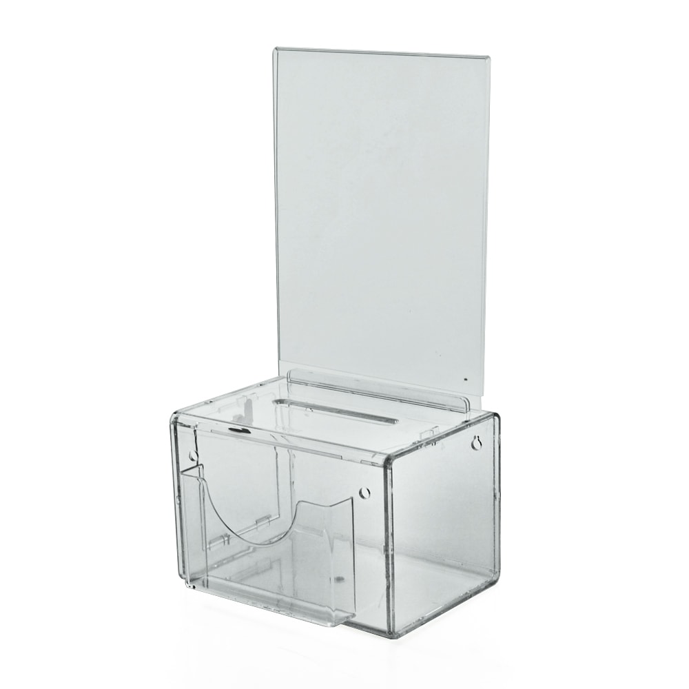 Azar Displays Plastic Suggestion Box, With Lock, Large, 6 1/4inH x 9inW x 6 1/4inD, Clear MPN:206388