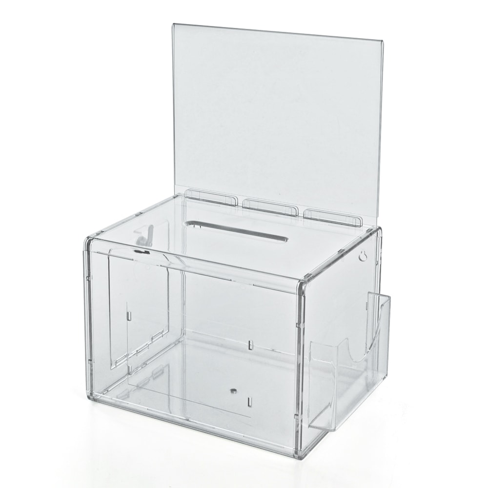 Azar Displays Plastic Suggestion Box, With Lock, Extra-Large, 8 1/4inH x 11inW x 8 1/4inD, Clear MPN:206389