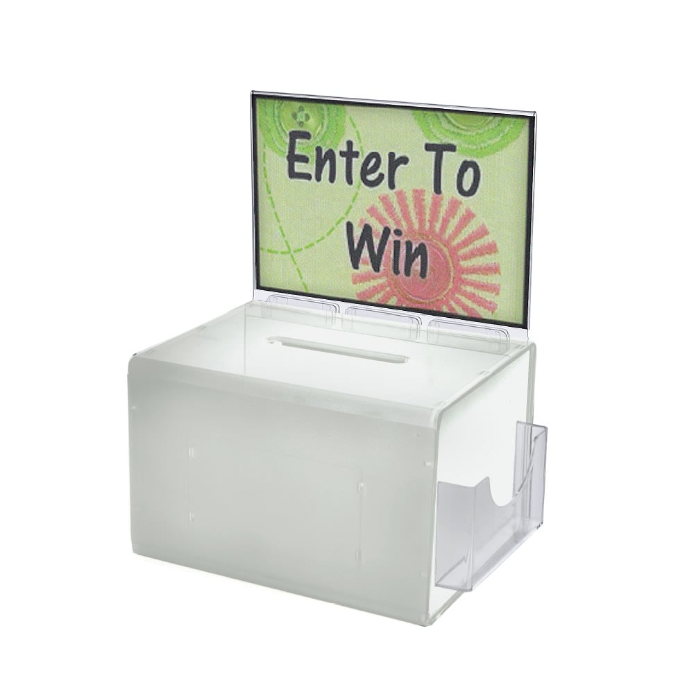 Azar Displays Plastic Suggestion Box, With Lock, Extra-Large, 8 1/4inH x 11inW x 8 1/4inD, White MPN:206390