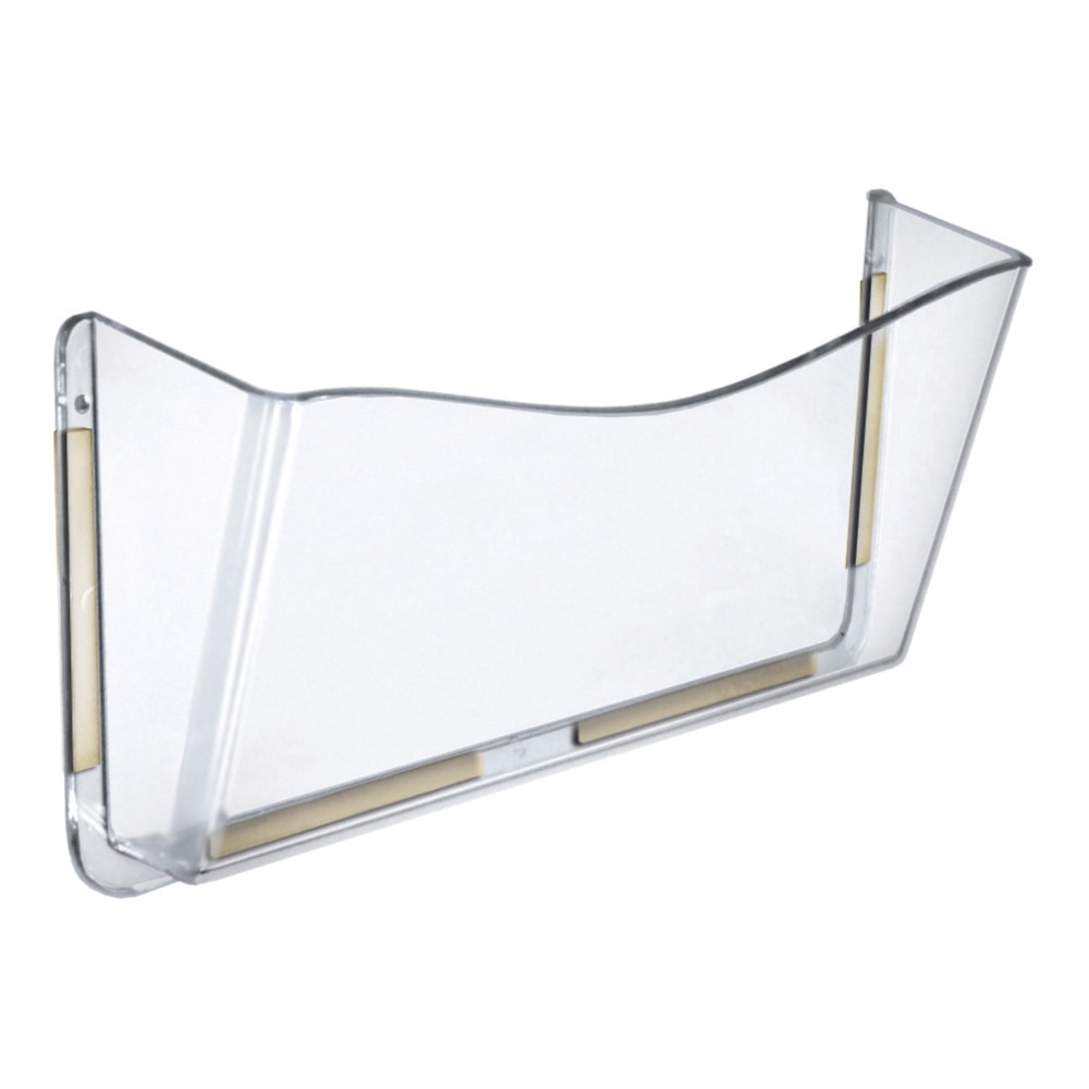 Azar Displays Single-Pocket Wall Files, Adhesive Tape Mount, 7inH x 14-3/4inW x 3inD, Clear, Pack Of 4 Files MPN:250035